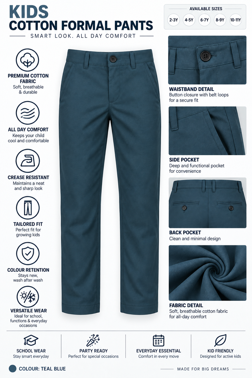 Teal-Blue-Solid-Kids-Cotton-Pant-Product-Detail-View