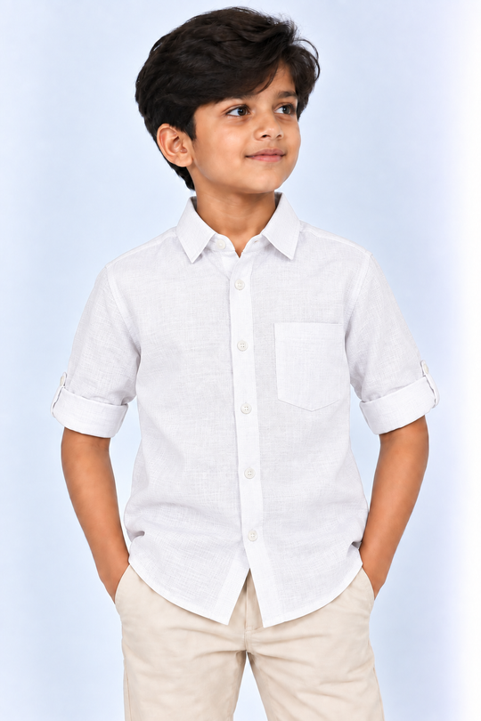 White-Kids-Korean-Shirt-Front-View