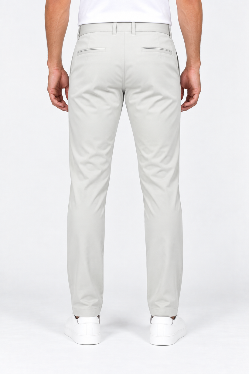 White-Solid-Formal-Lycra-Pant-Back-View