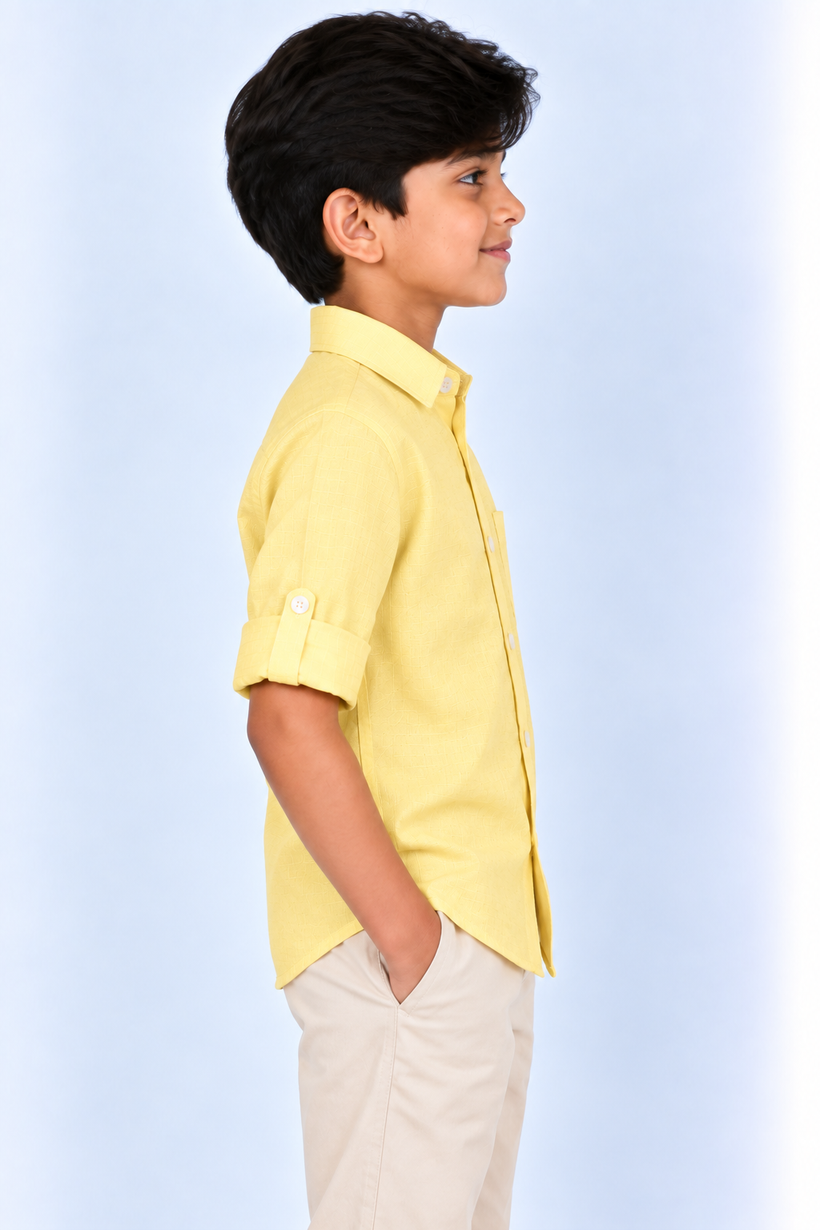 Yellow-Kids-Korean-Shirt-Side-View